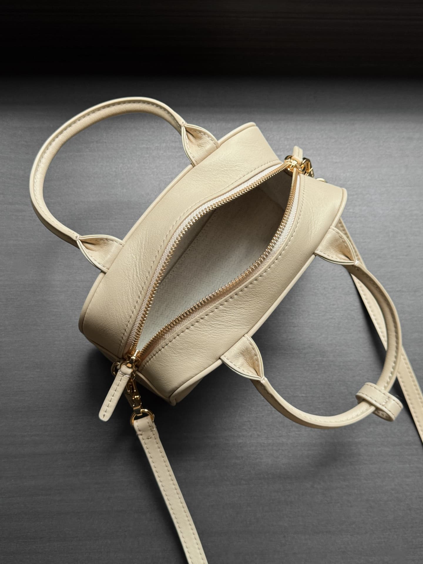 Chanel Mini Bowling Bag Calfskin & Gold-Tone Metal Beige AP5528 A