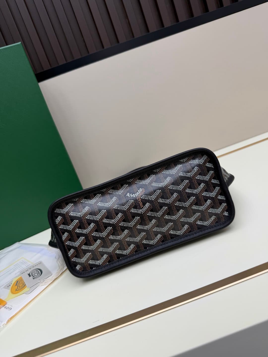 Goyard Mini Anjou Tote Goyardine Canvas with White Painted Mascot Black High
