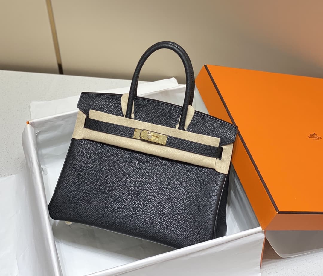 Hermes Birkin 25/30/35cm Bag Calfskin Silver/Gold Metal In Black High
