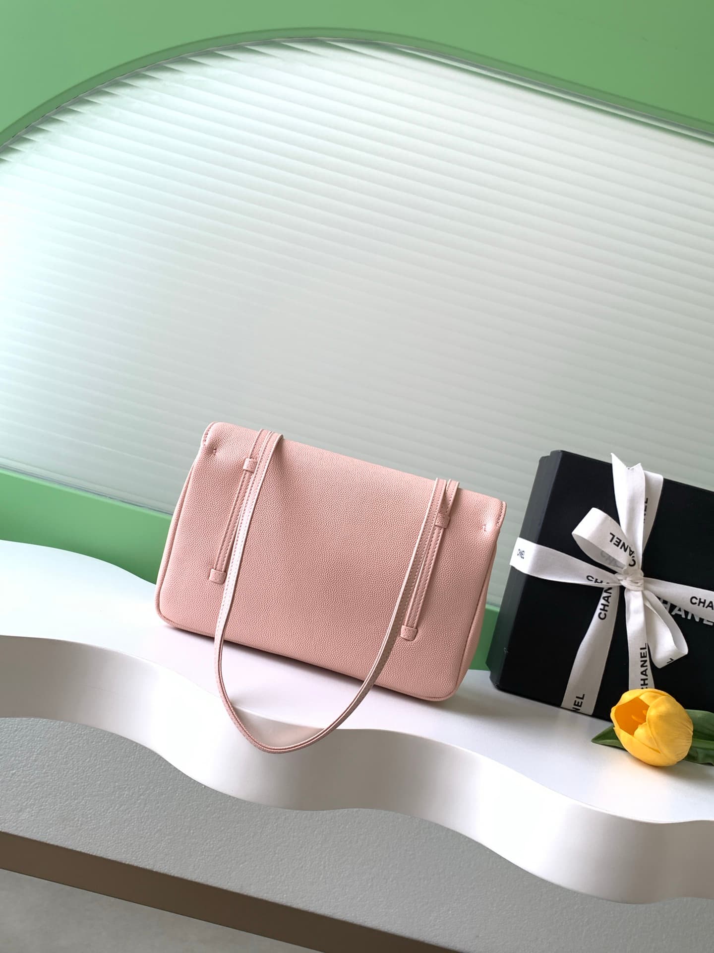 Chanel Small Flap Bag Grained Shiny Calfskin & Gold-Tone Metal AS6130 Pink High