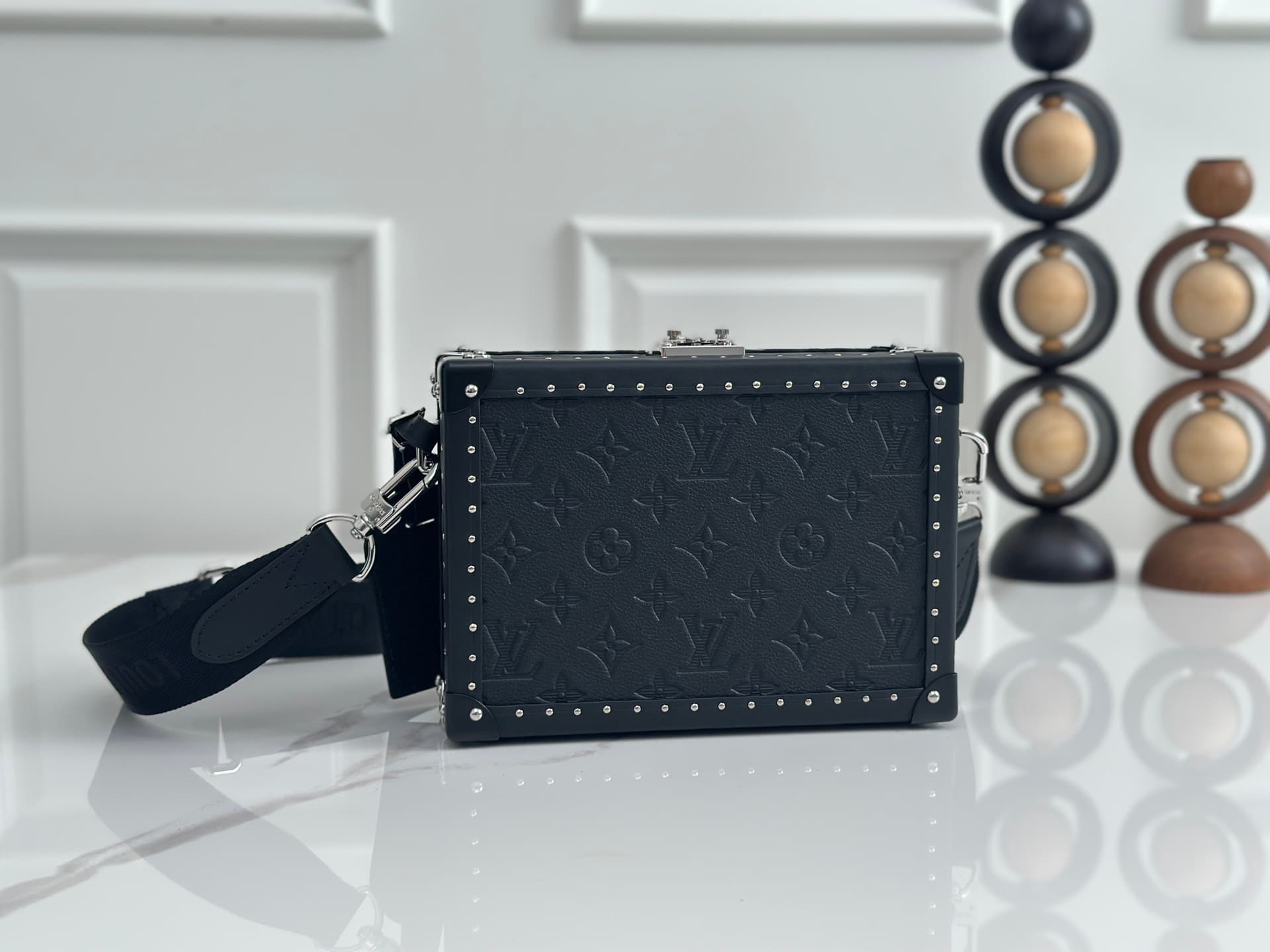 Louis Vuitton Clutch Box Monogram Shadow embossed cowhide leather M12876 High