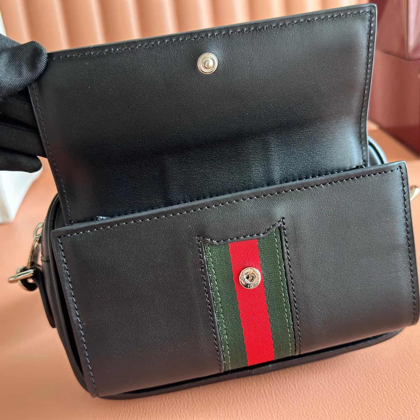 Gucci Web Trademark mini bag Black soft leather ‎867268 High