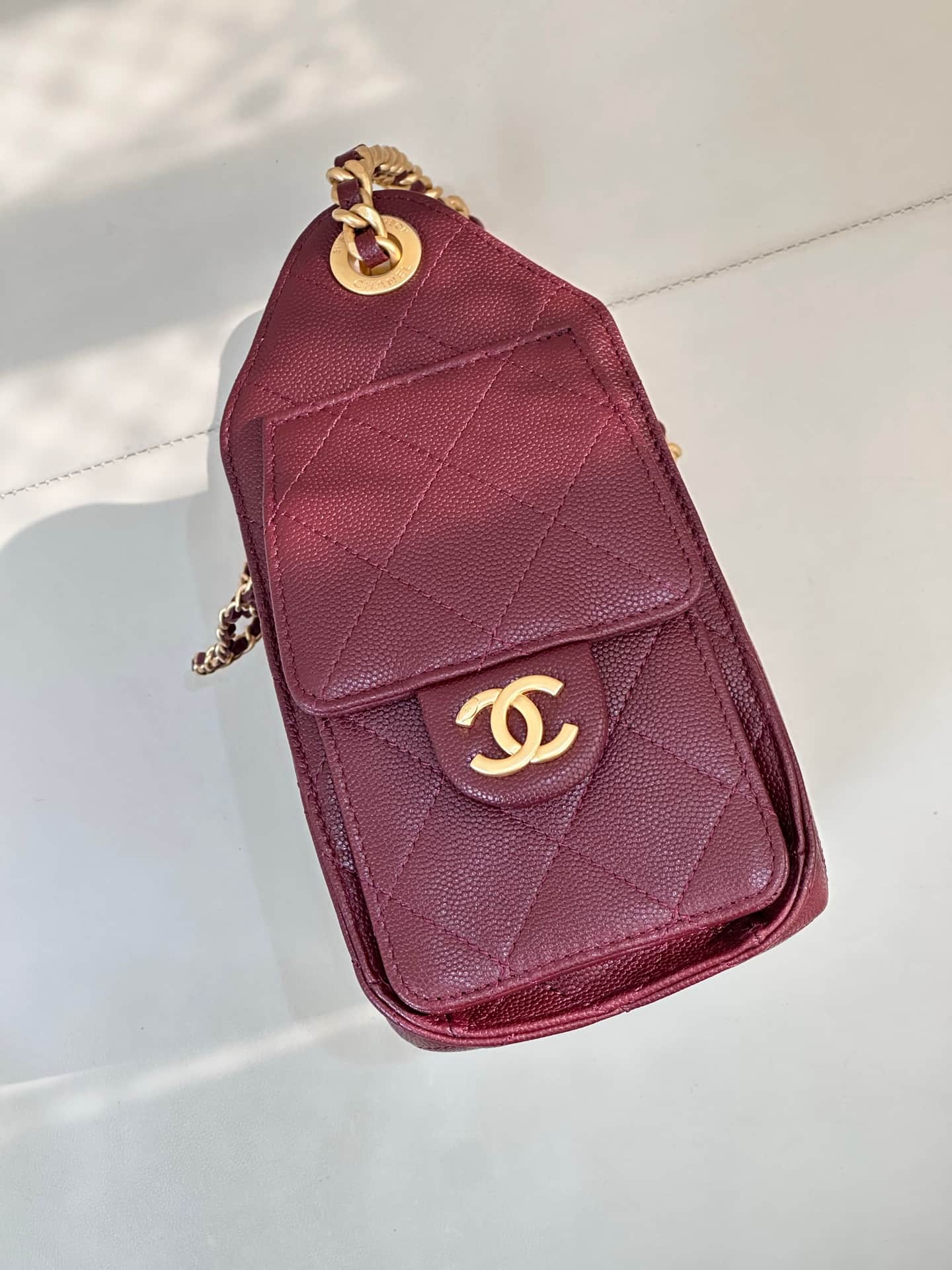 CHANEL 25 Mini Handbag AS5631 Grained Calfskin & Gold-tone Metal Burgundy TOP