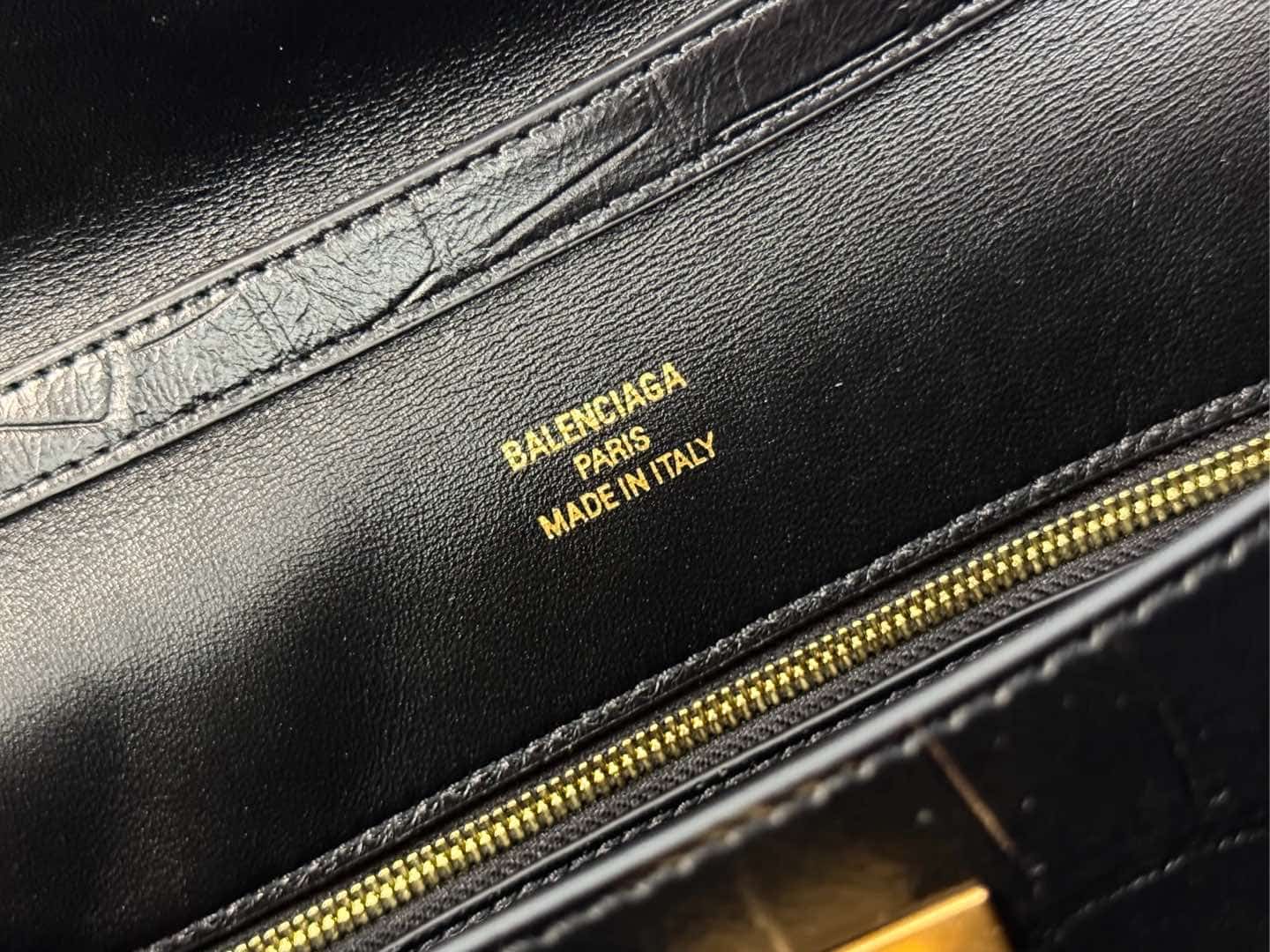 Balenciaga Rodeo Small Bag in Black Crocodile Embossed Calfskin With Gold-Tone Metal TOP