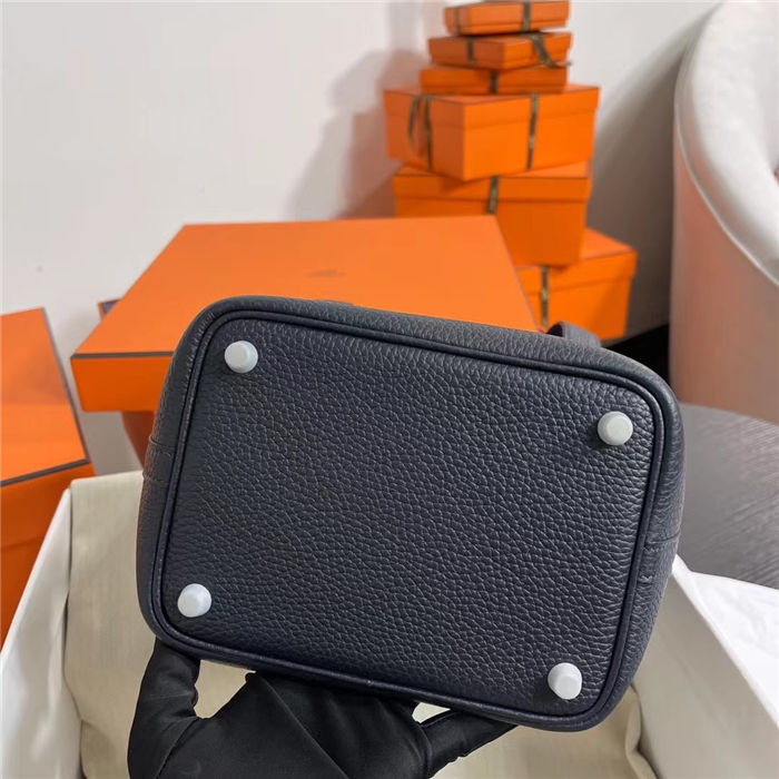 Hermes Picotin Lock 18/22 Bag Togo Leather In Blue Nuit-Silver WAX High