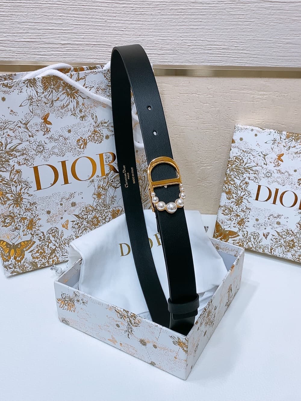Dior 30 Montaigne Belt 25MM Smooth Calfskin Gold/Silver Black High