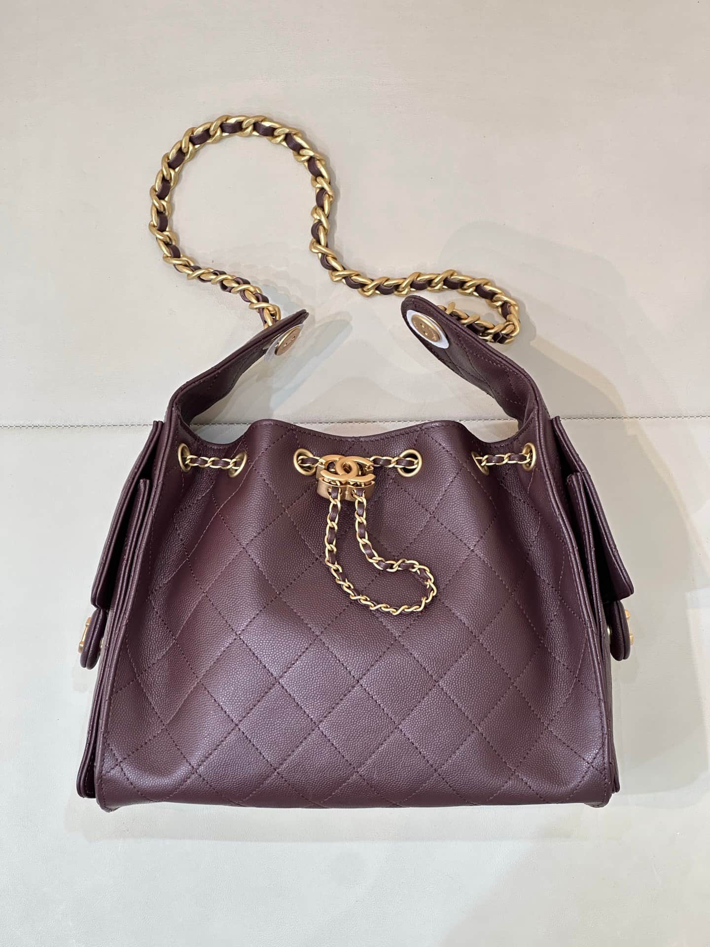 Chanel 25 Small Hobo handbag AS5293 Grained Calfskin & Gold-tone Metal Brown TOP