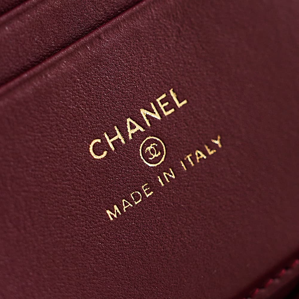 Chanel Small Vanity with chain Crocodile Embossed Calfskin& Gold-Tone Metal Burgundy AS5195 A