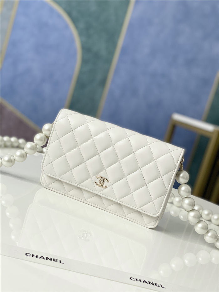 Chanel Wallet on Chain Imitation Pearls White A