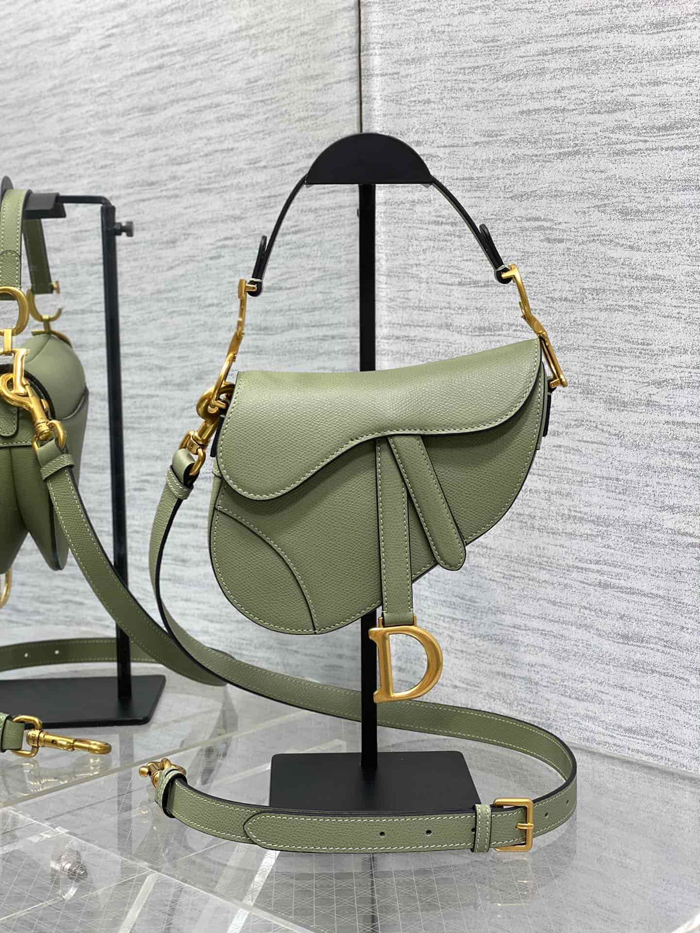 Mini SADDLE BAG Grained Calfskin Clay Green High
