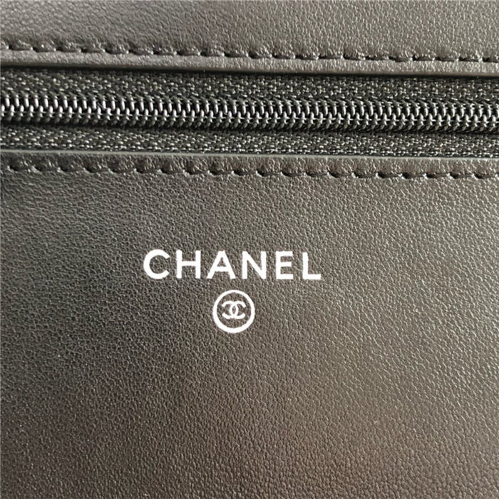 Classic Wallet on Chain A33814 Lambskin Black Gold Metal B