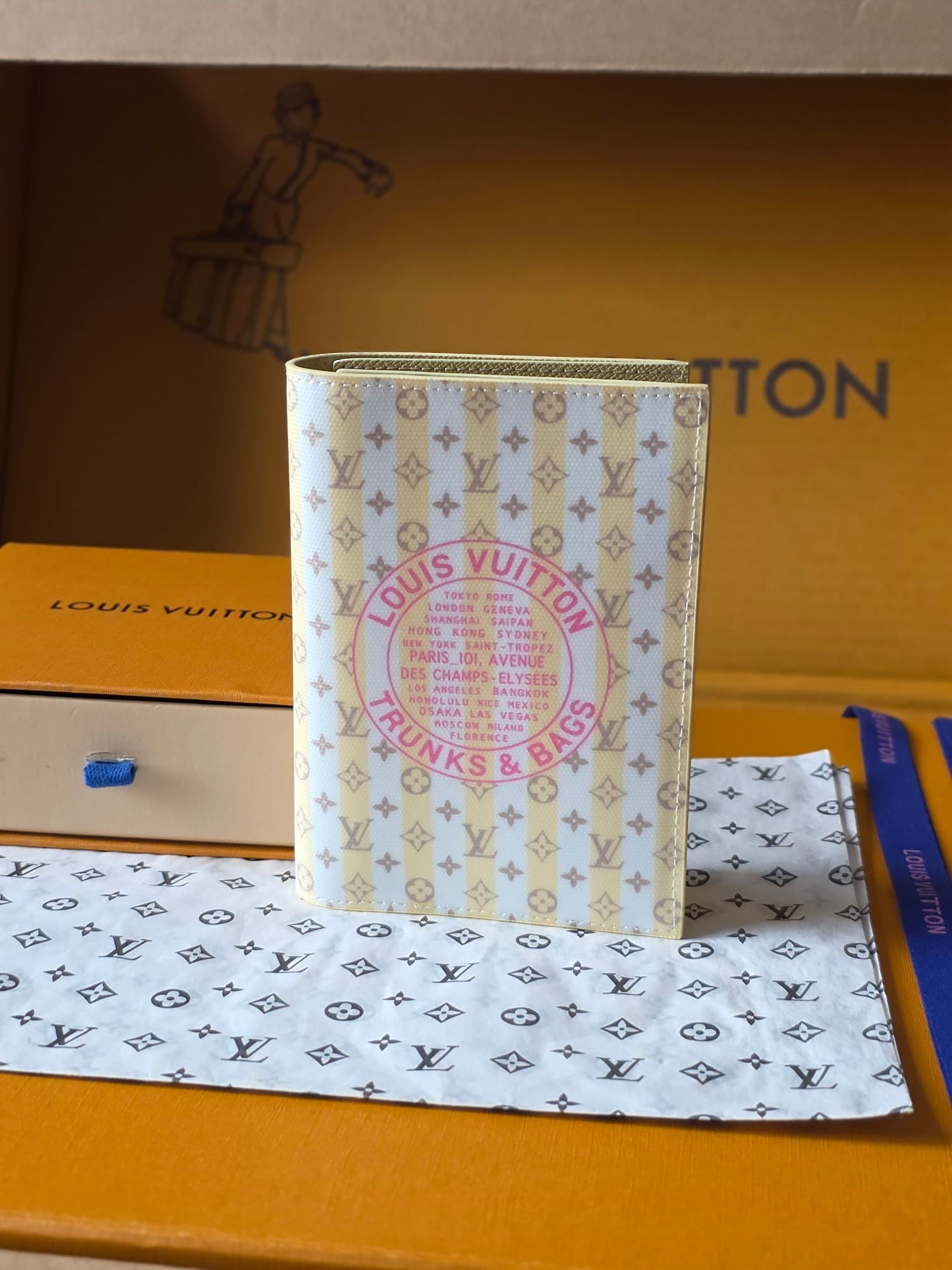 Louis Vuitton Passport Cover LV Stamp Banana Coated canvas M29034 High