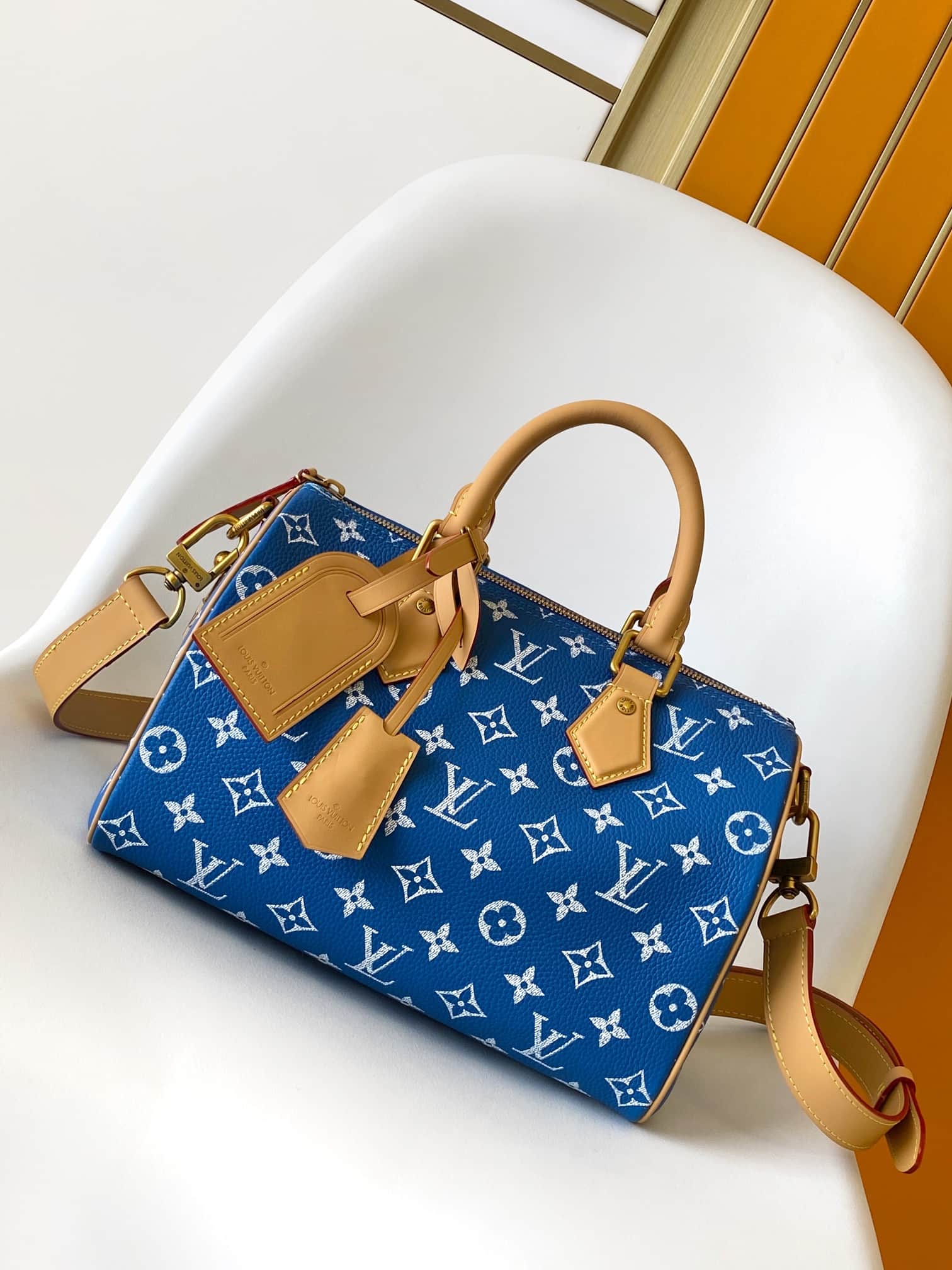 Louis Vuitton Speedy P9 Bandoulière 25 Blue Soft calfskin M24424 High