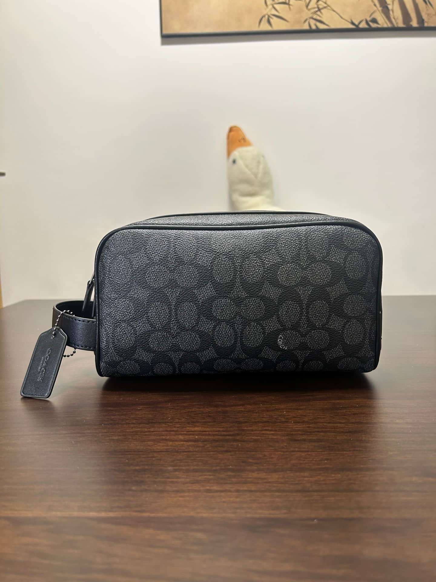 Coach Small Travel Kit in Signature Canvas in Charcoal Grey High