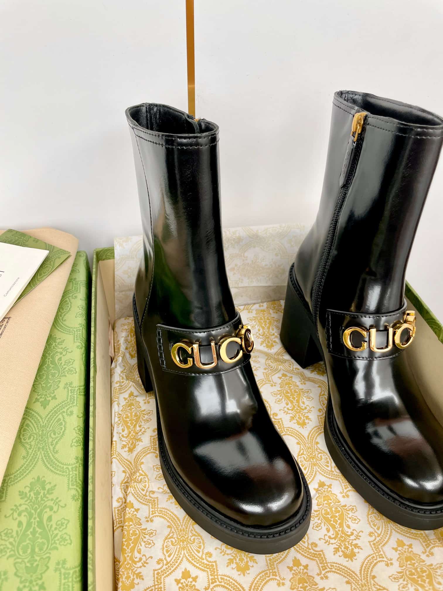 Gucci Women's Logo Platform High Heel Boots Shoes