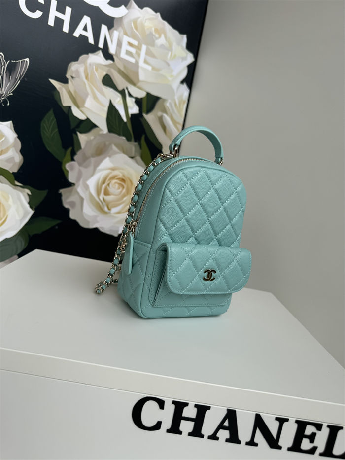 Chanel Mini Backpack Grained Calfskin Gold-Tone Metal AP3753 Mint A