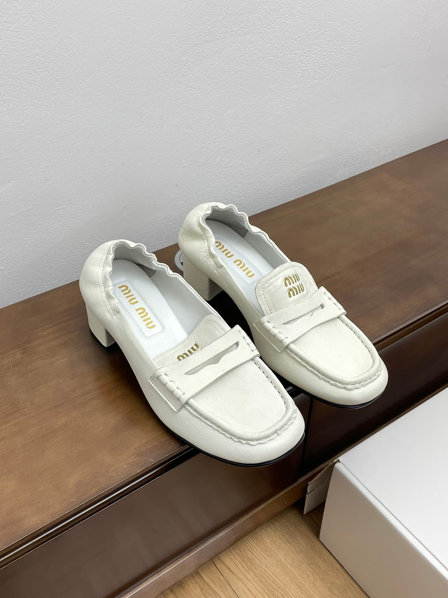 Miu Miu Ruches Nappa Leather Loafers Shoes Women