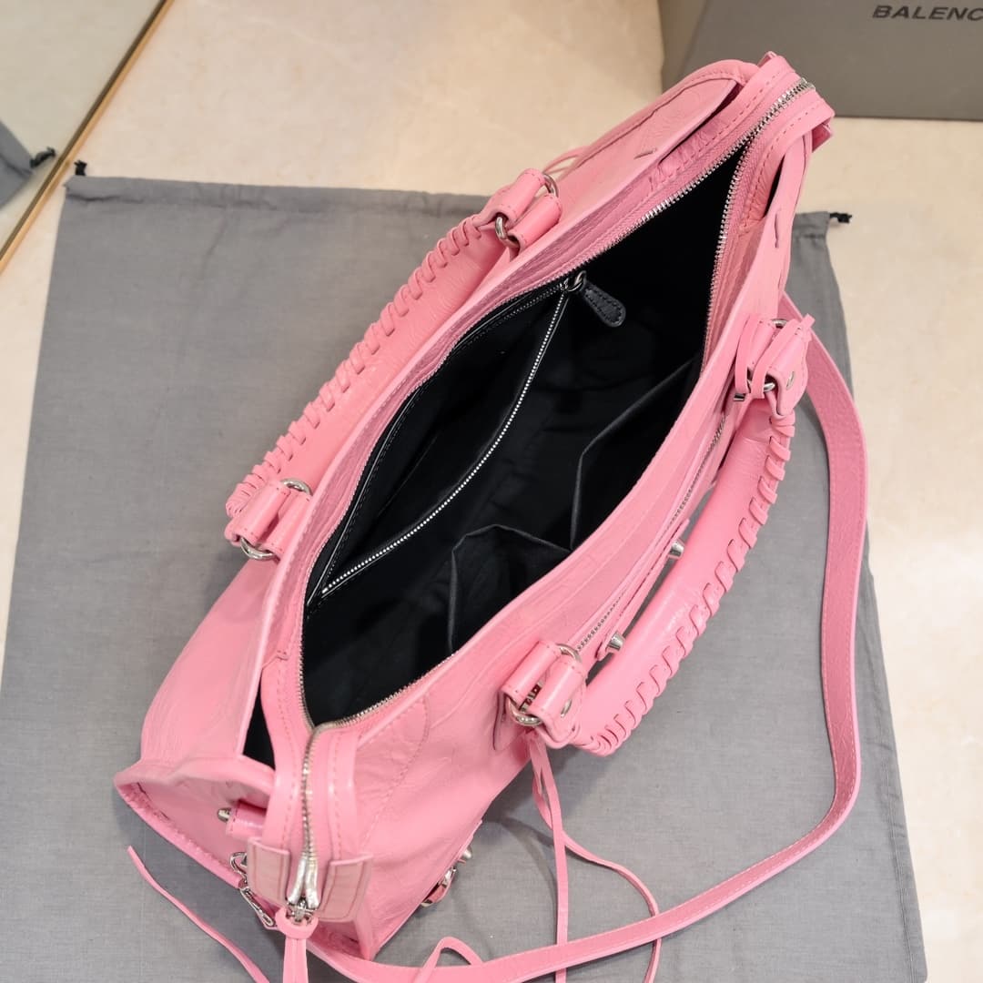 WOMEN'S LE CITY Medium Bag Silver Metal Pink High