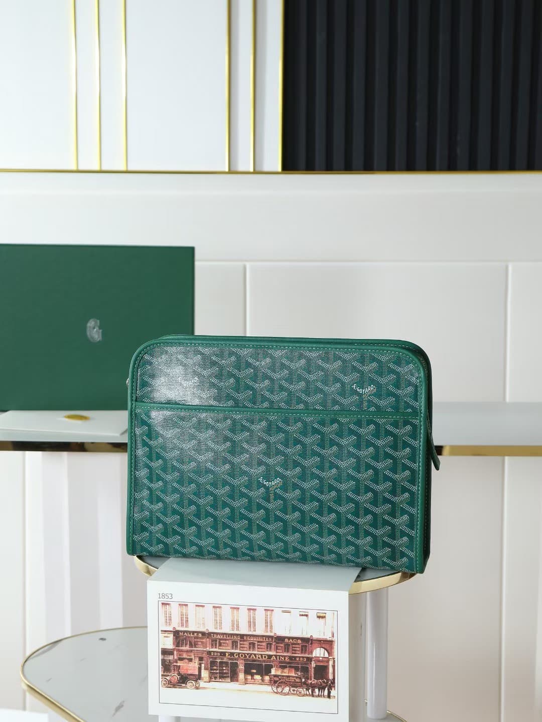 Goyard Jouvence Medium Toiletry Bag in Green Goyardine Canvas High