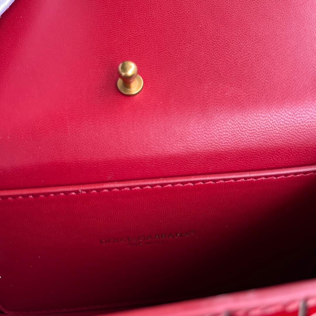 Dolce & Gabbana Small Devotion bag in crocodile-effect calfskin Red High