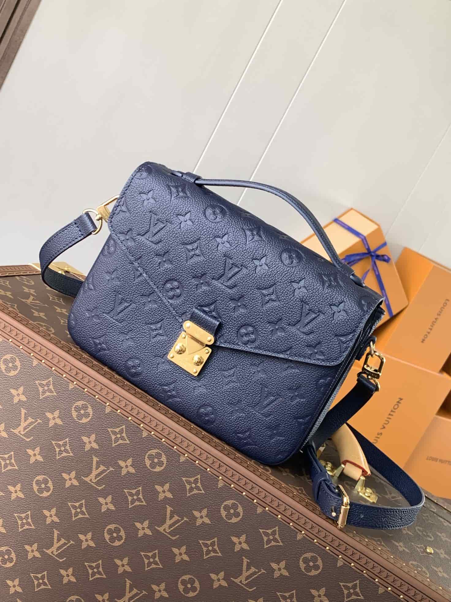 Louis Vuitton POCHETTE METIS Bag Monogram Empreinte Navy Blue M47142 High