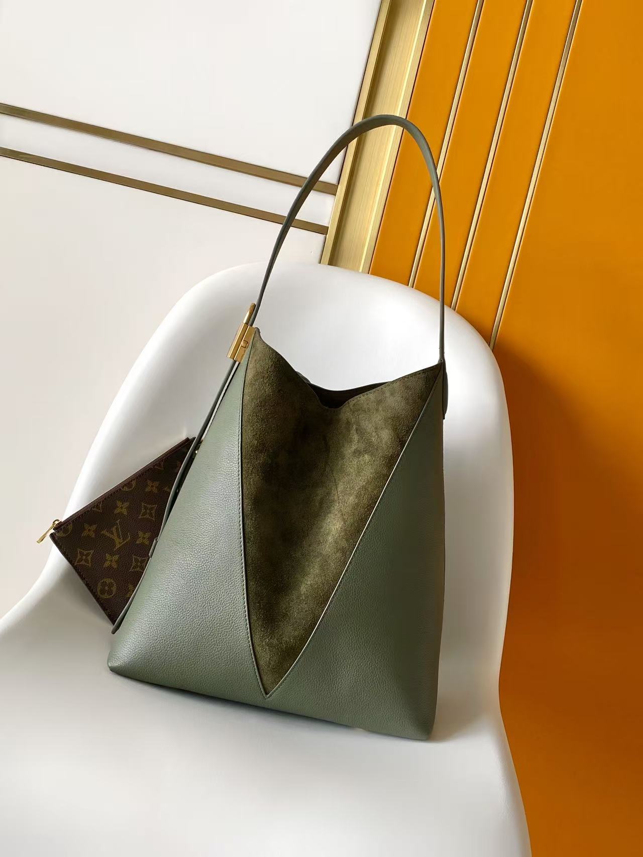 Louis Vuitton Low Key Hobo MM Dark Fango Grained calfskin and suede M29144 High