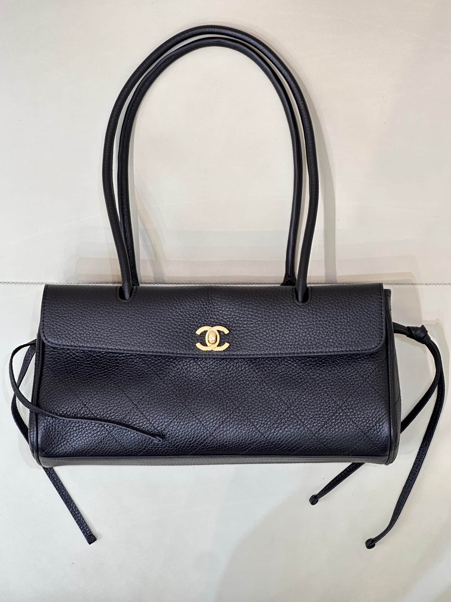 Chanel SMALL SHOPPING BAG Grained Calfskin & Gold-Tone Metal Black AS6288 TOP