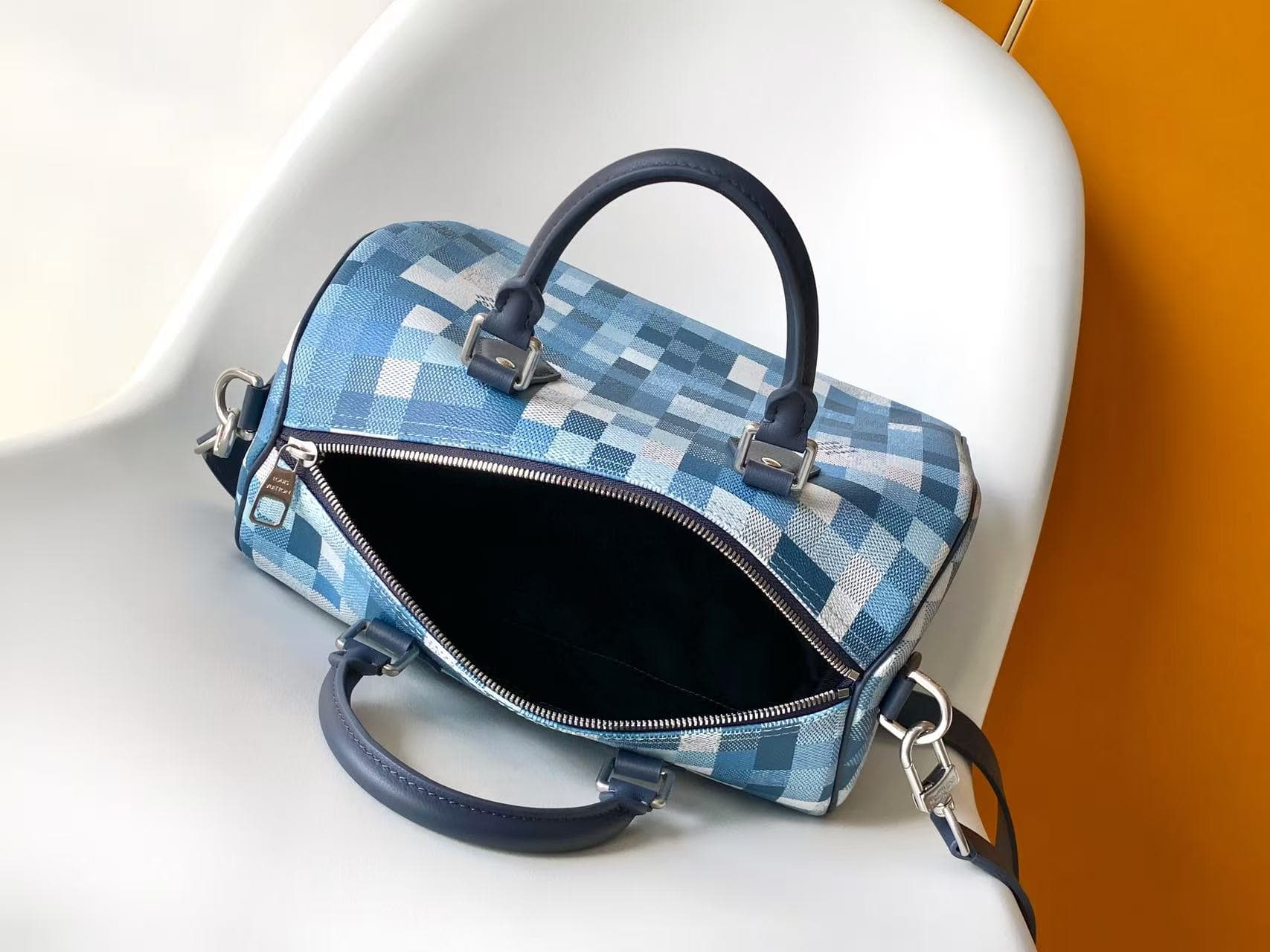 Louis Vuitton Speedy 30 Bandoulière Indigo Blue Damoflage coated canvas M28978 High