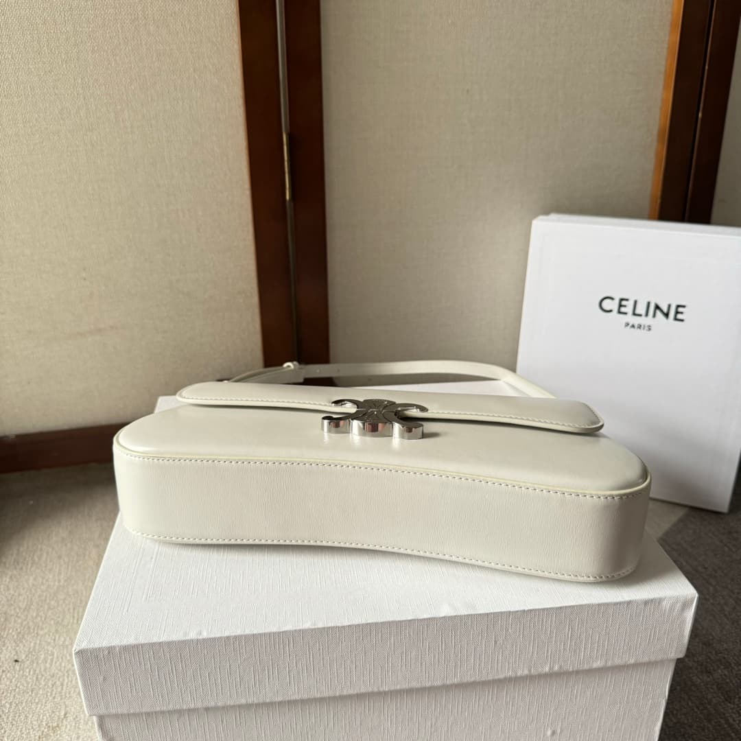 CELINE Shiny Calfskin Lola Bag in Blanc De Blanc High