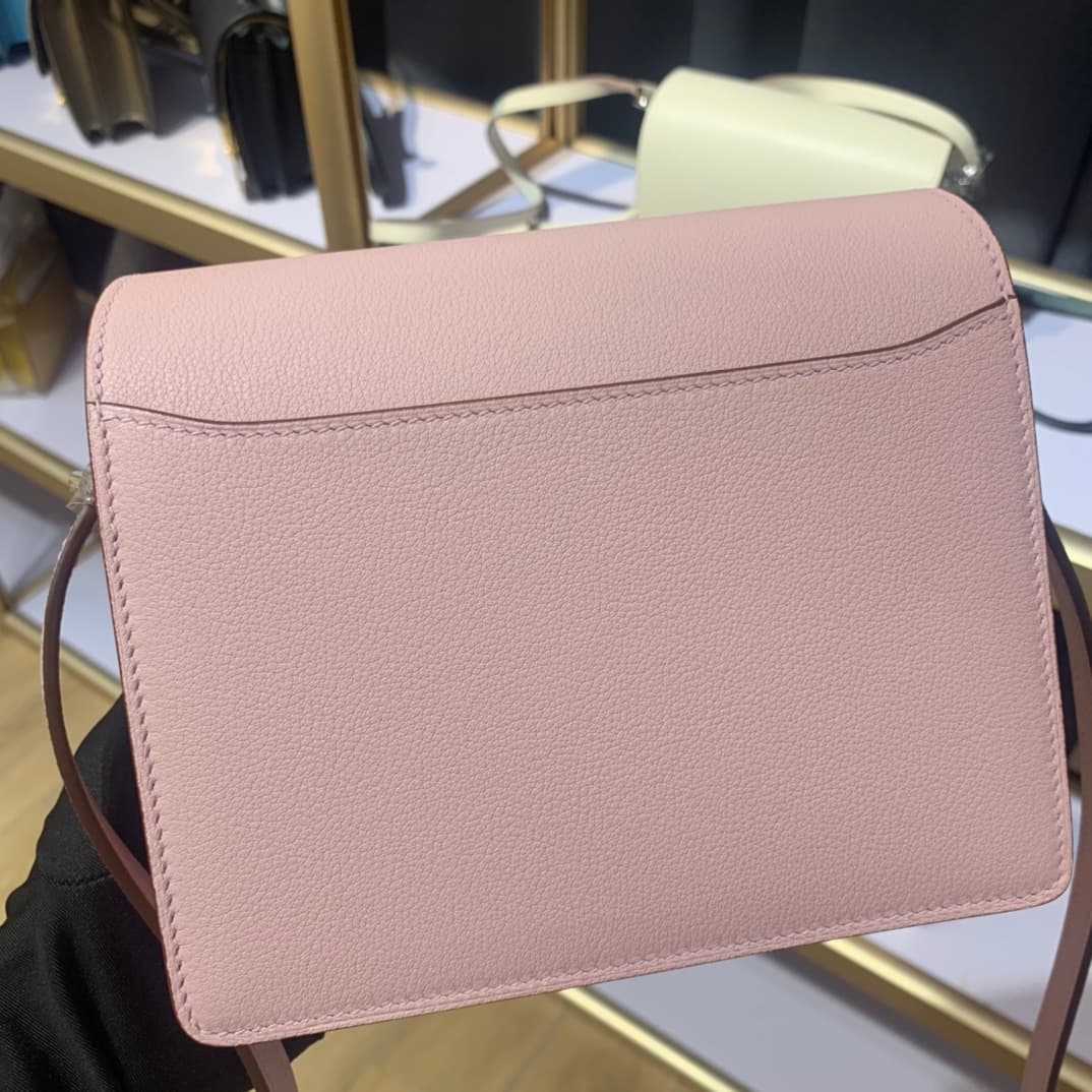 Hermes Roulis wallet in Pink Calfskin Etoupe WAX Gold/Silver-Metal High