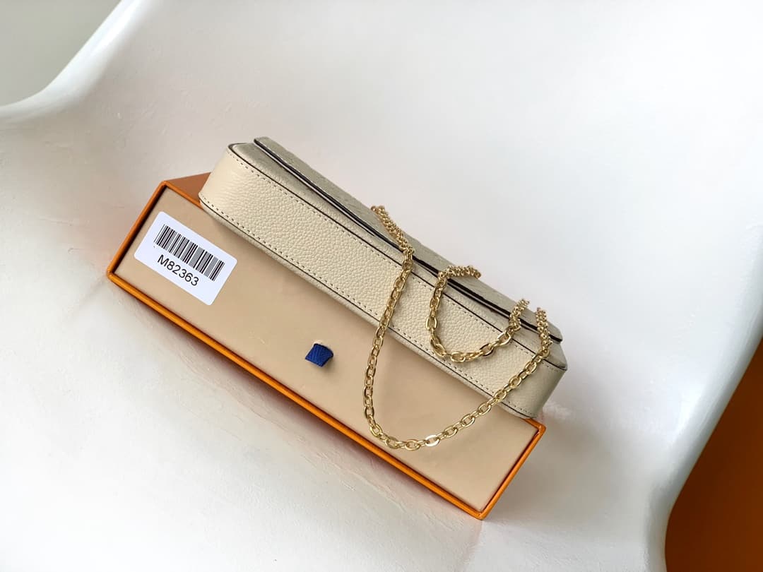Louis Vuitton Pochette Félicie Cream Monogram Empreinte Leather M82363 High