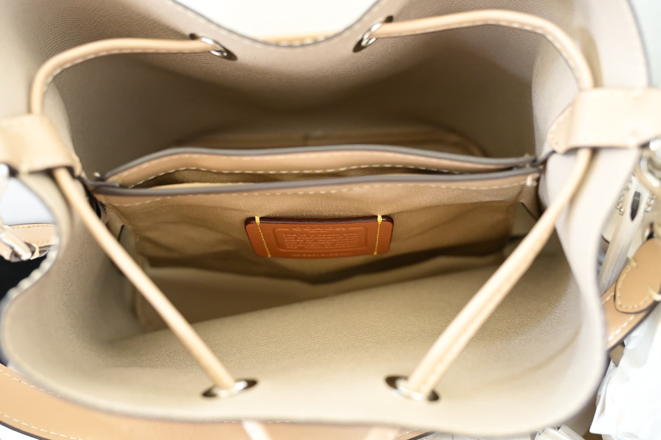 COACH Rowan Bucket Bag In Beige Signature Canvas High