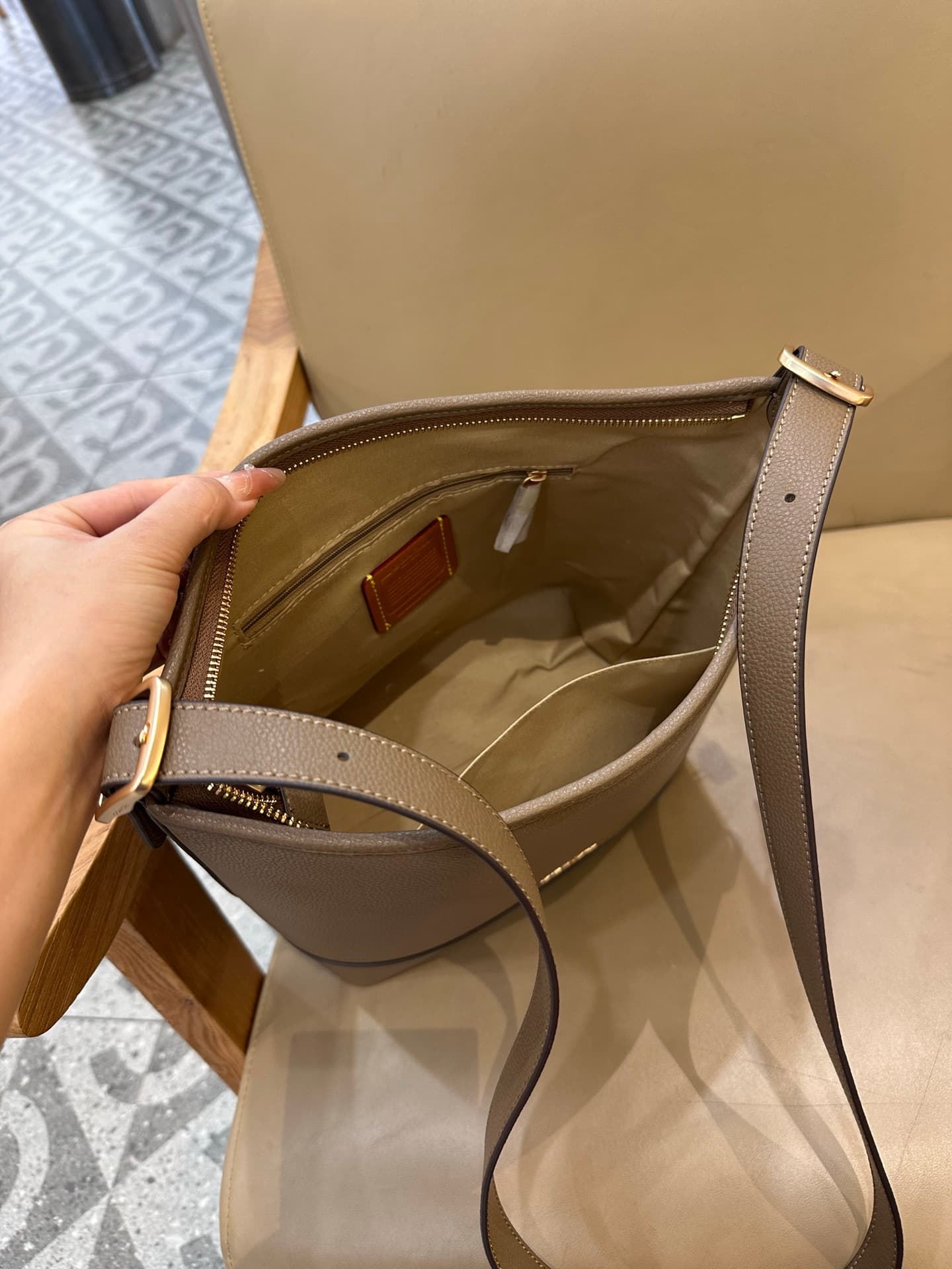 Coach Jude Duffle Bag in Grained Calfskin with Dark Stone Leather High