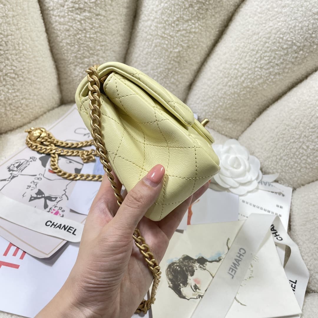 Chanel SUPERMINI FLAP BAG AS4040 Lambskin & Gold-Tone Metal Yellow A