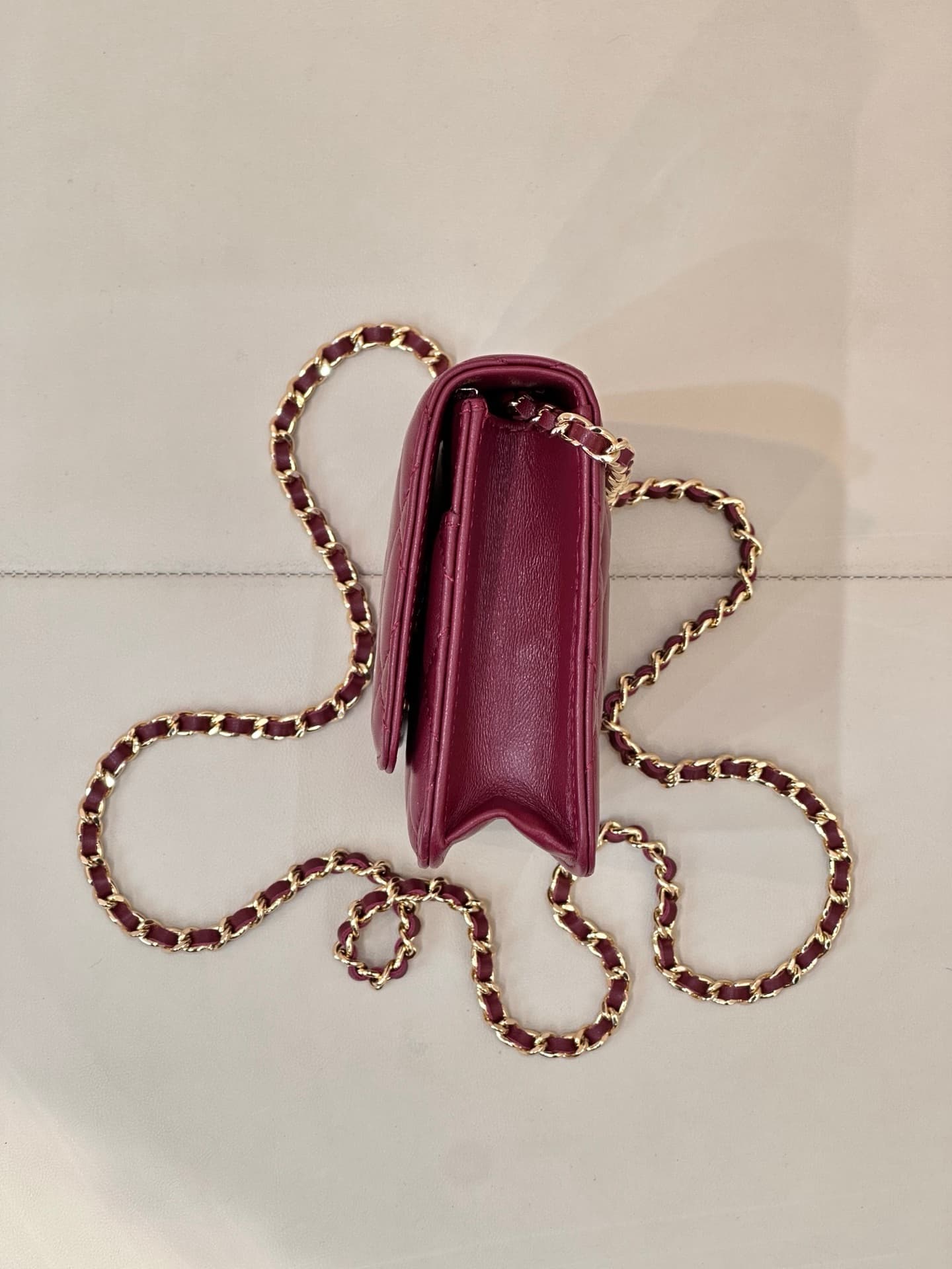 Chanel Wallet on Chain Lambskin& Gold-tone Metal AP0250 Claret TOP