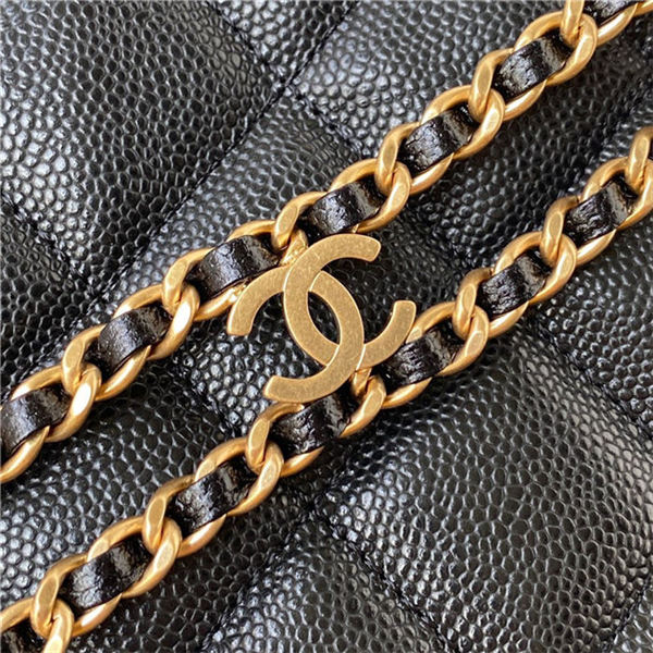 SMALL HOBO HANDBAG Grained Calfskin & Gold-Tone Metal AS3223 Black A