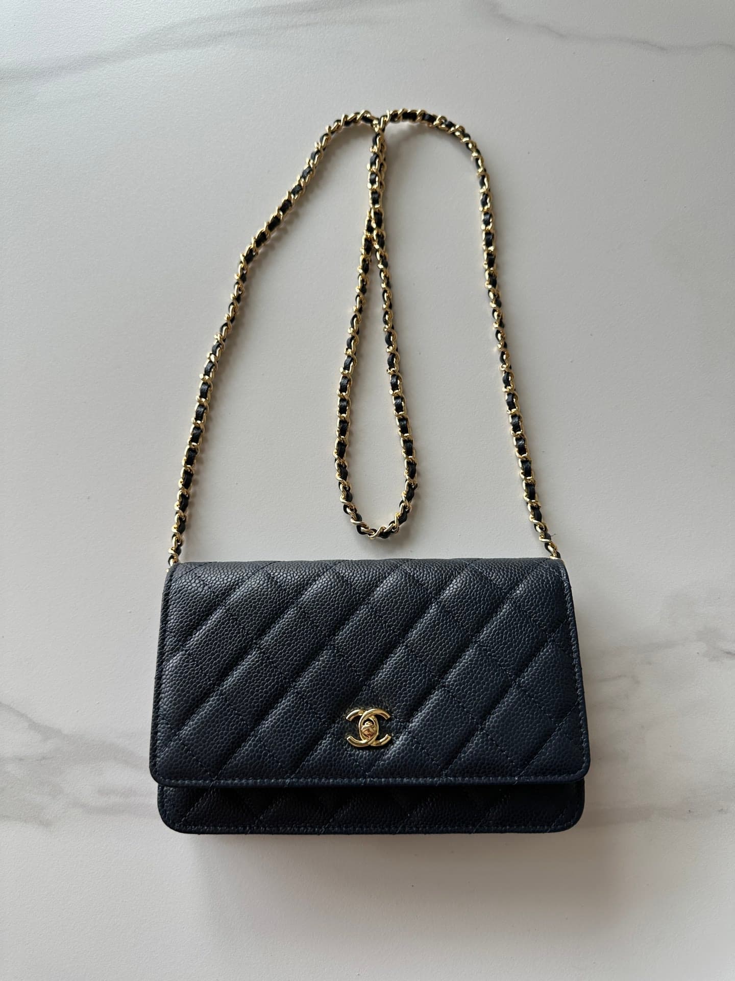 Chanel Classic Wallet on Chain Grained Shiny Calfskin & Gold-Tone Metal AP4241 Black High