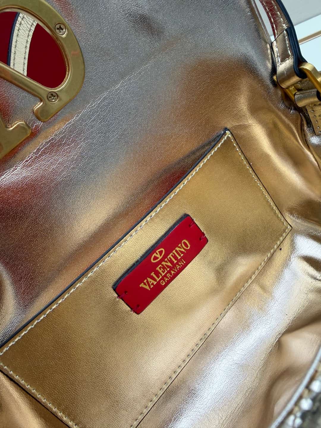 Valentino Garavani Devain Small Nappa Sequins Shoulder Bag Gold High