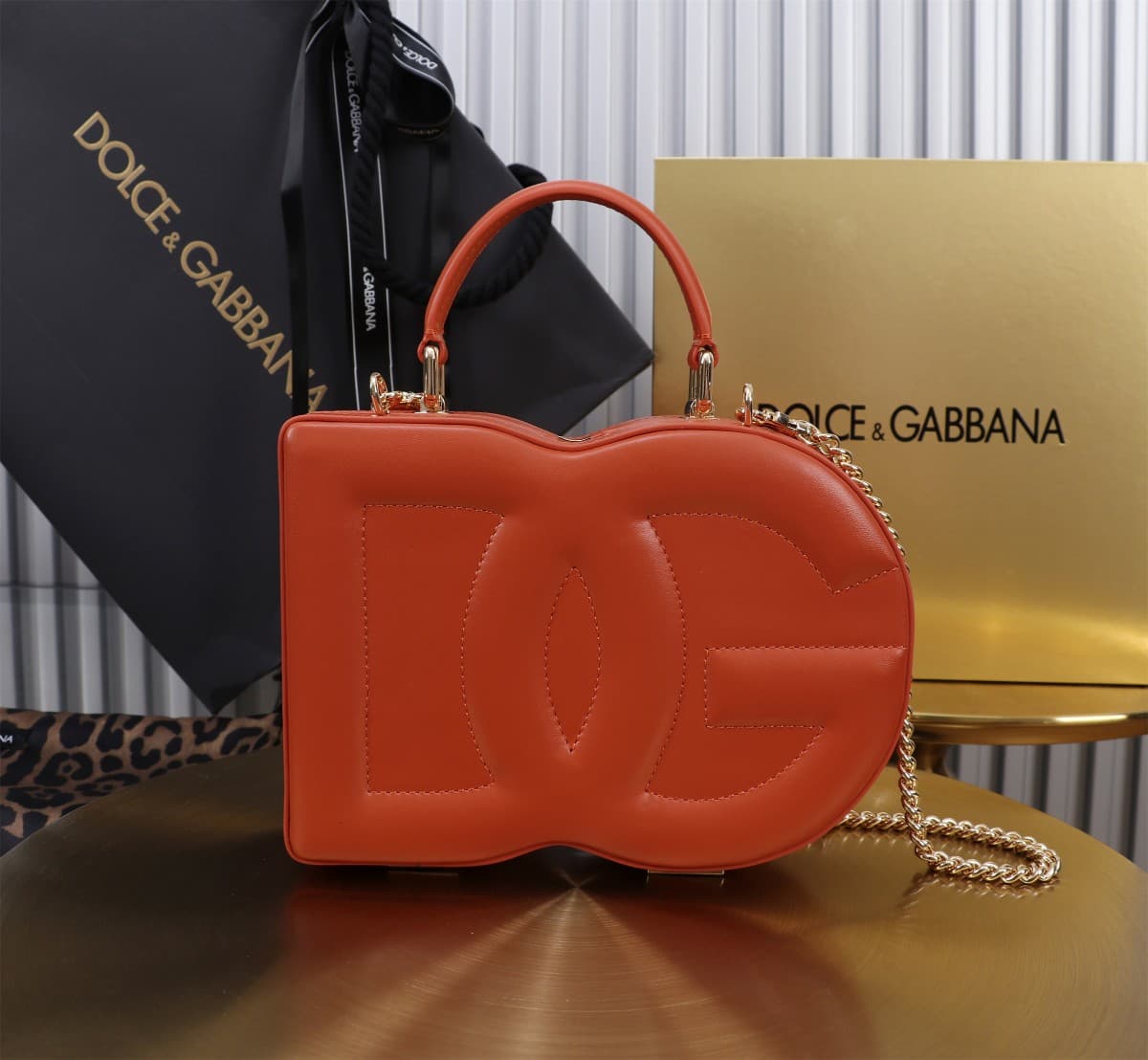 Dolce & Gabbana orange leather DG Logo handbag high