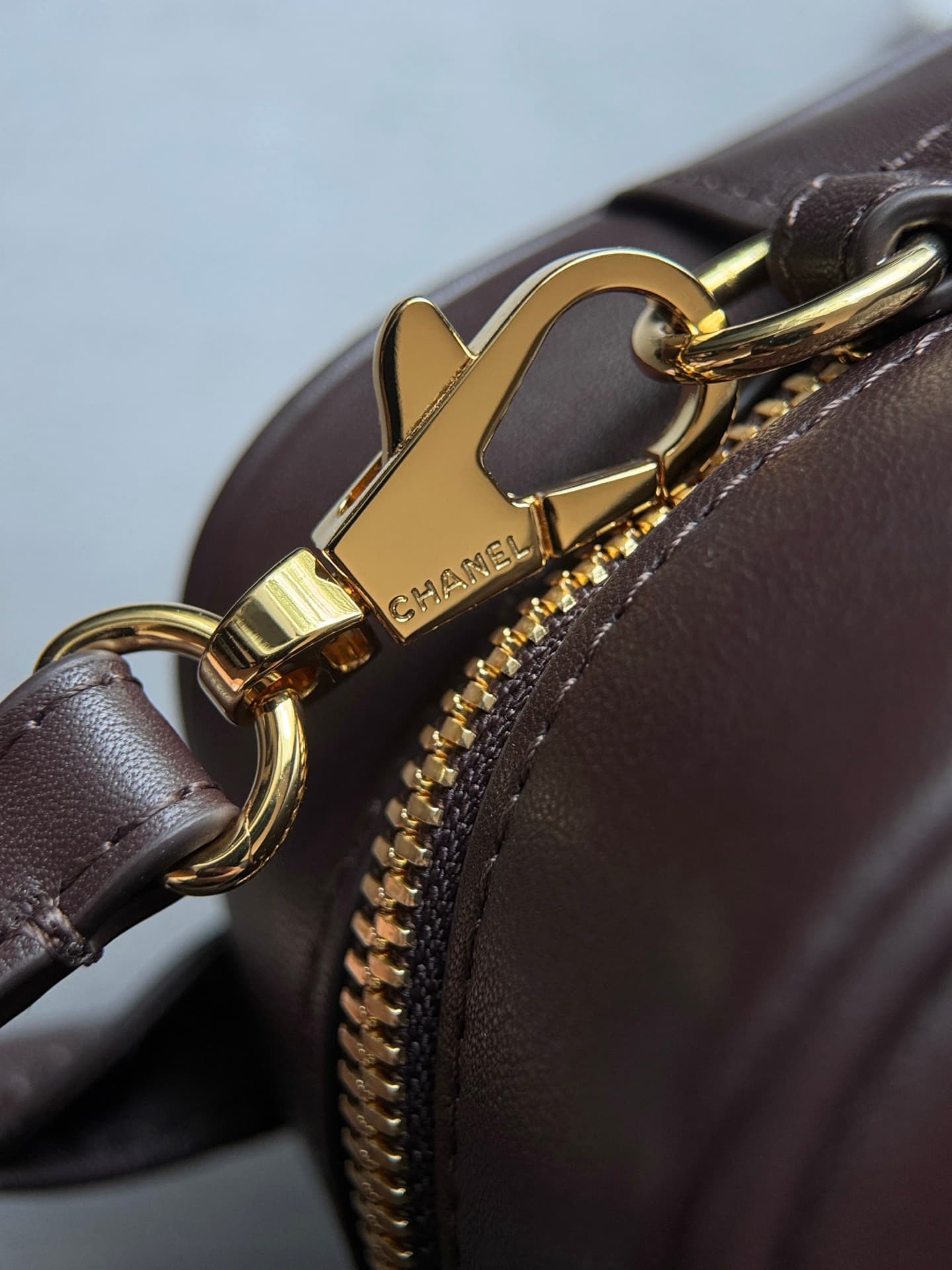 Chanel Mini Bowling Bag Calfskin & Gold-Tone Metal Coffee AP5528 A