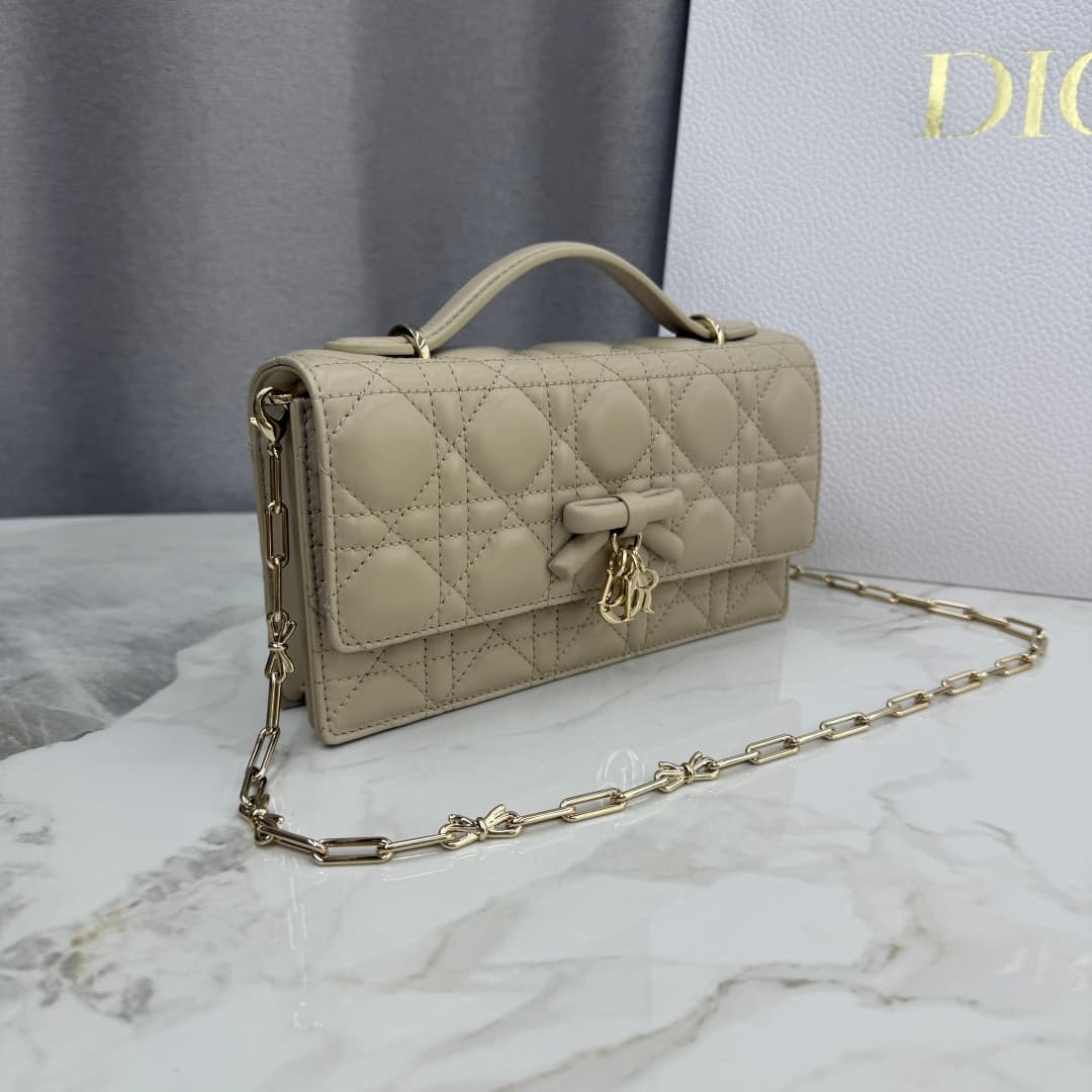 My Dior Mini Bag Beige Cannage Lambskin With Leather Bow High