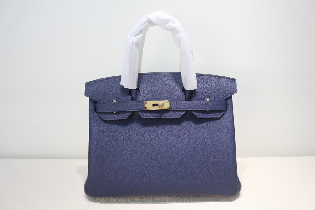 Hermes Birkin 25/30/35cm Bag Togo Leather In Blue Saphir WAX High