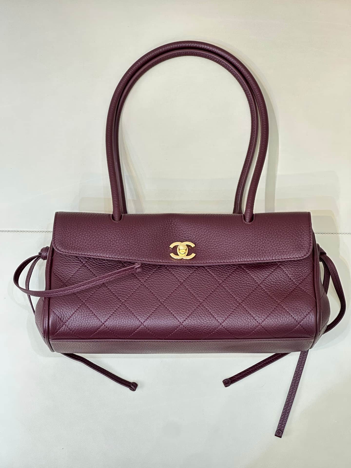 Chanel SMALL SHOPPING BAG Grained Calfskin & Gold-Tone Metal Dark Burgundy AS6288 TOP