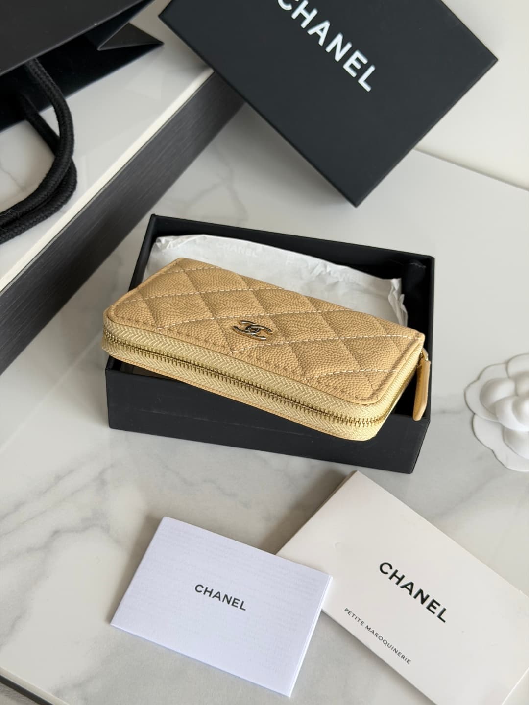 Chanel Zip Coin Purse Grained Calfskin & Gold-Tone Metal AP3686 High