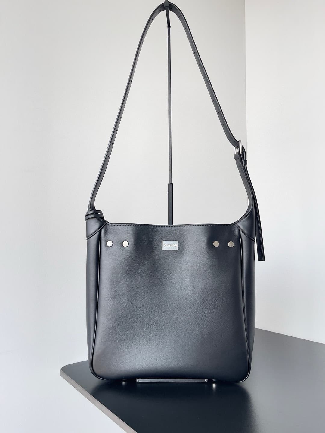 Balenciaga Smooth Calfskin Small Bel Air Hobo Bag in black High