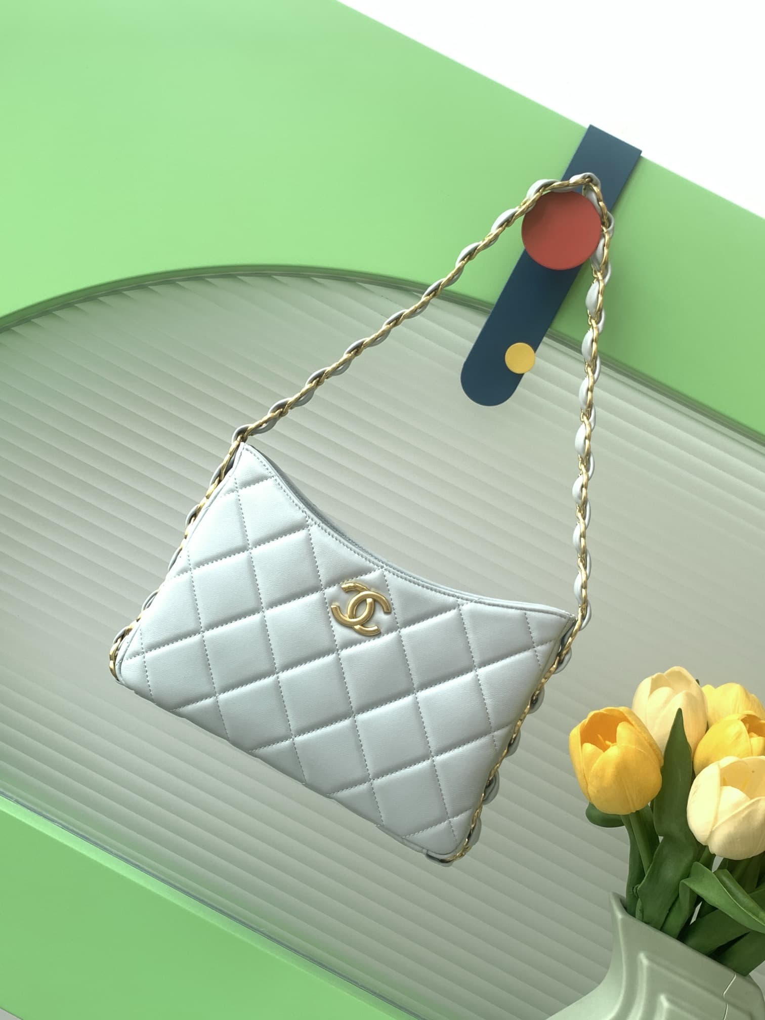 Chanel HOBO HANDBAG AS5177 Lambskin & Gold-Tone Metal Blue A