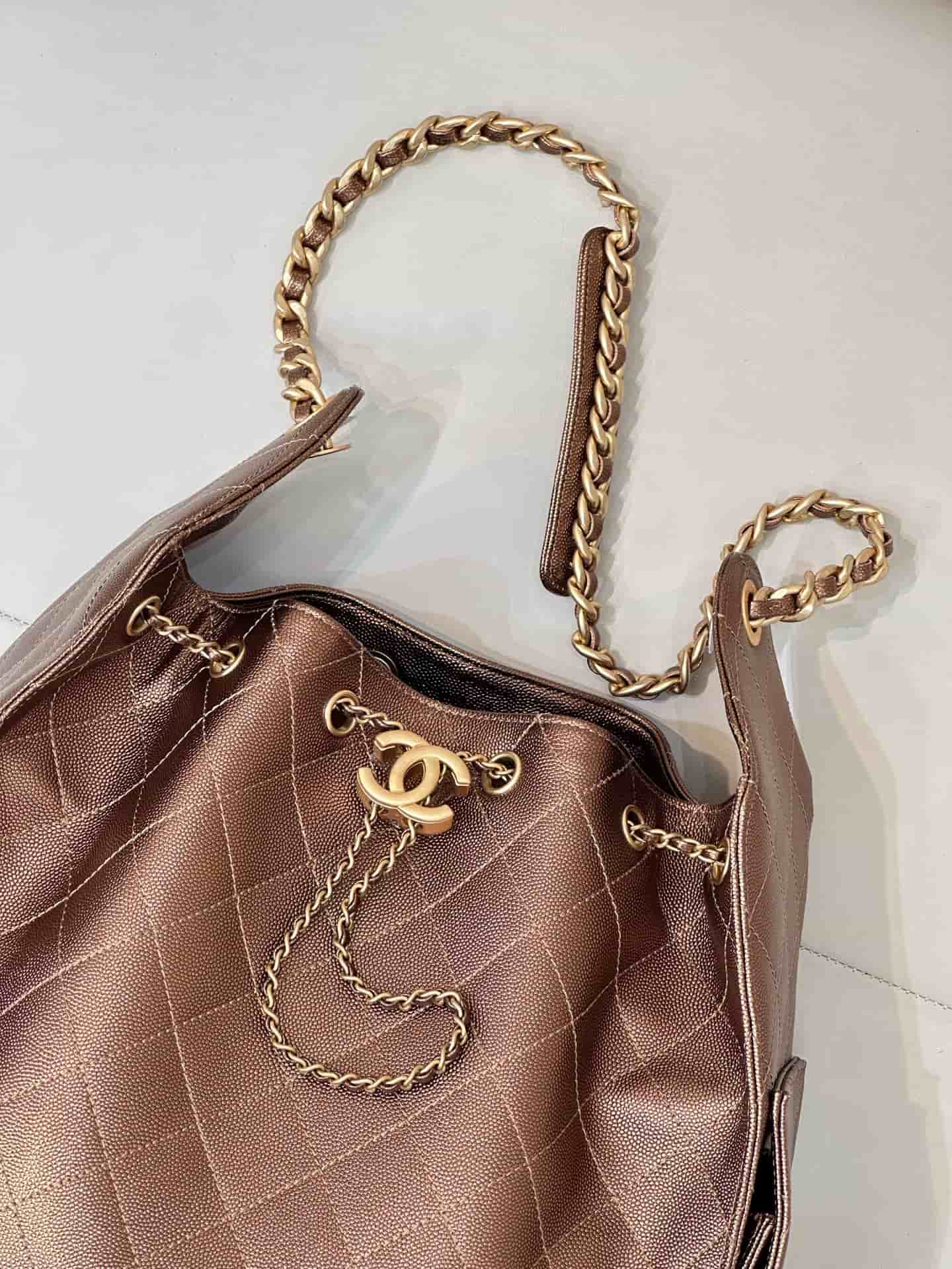 Chanel 25 Medium Hobo handbag AS5311 Grained Calfskin & Gold-tone Metal Dark Gold TOP