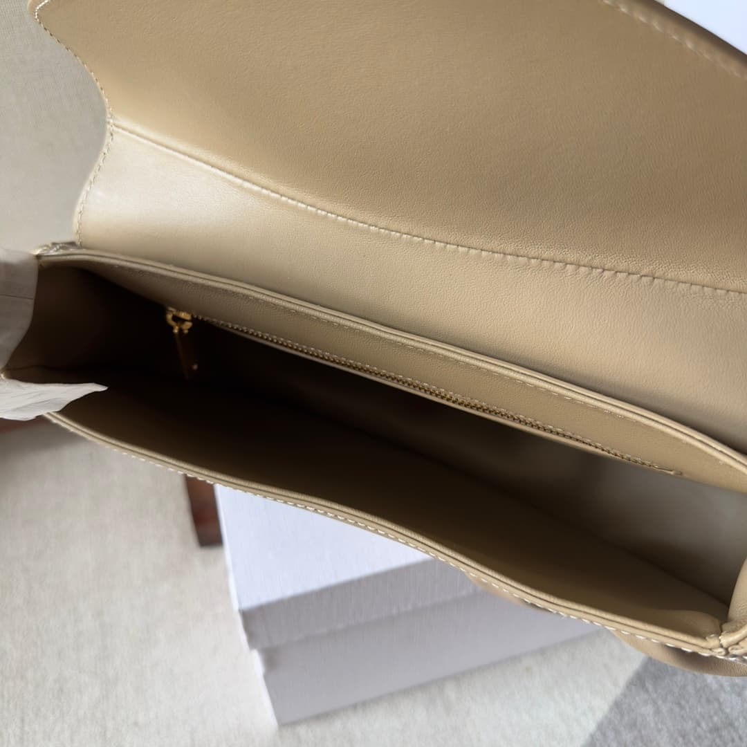 Celine Polly Medium Leather Shoulder Bag Beige High