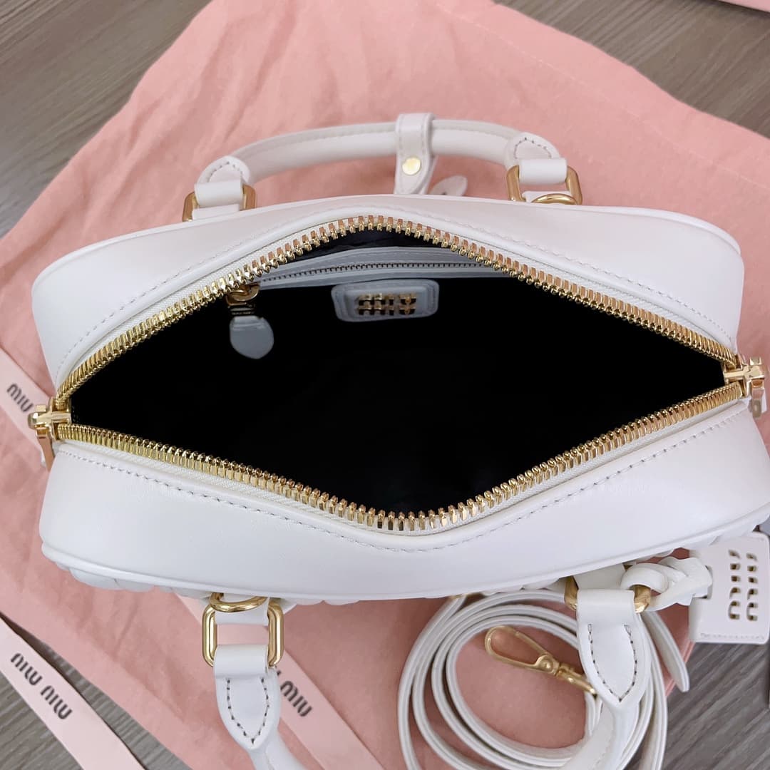 Miu Miu Arcadie matelassé nappa leather bag 5BB142 Cream High