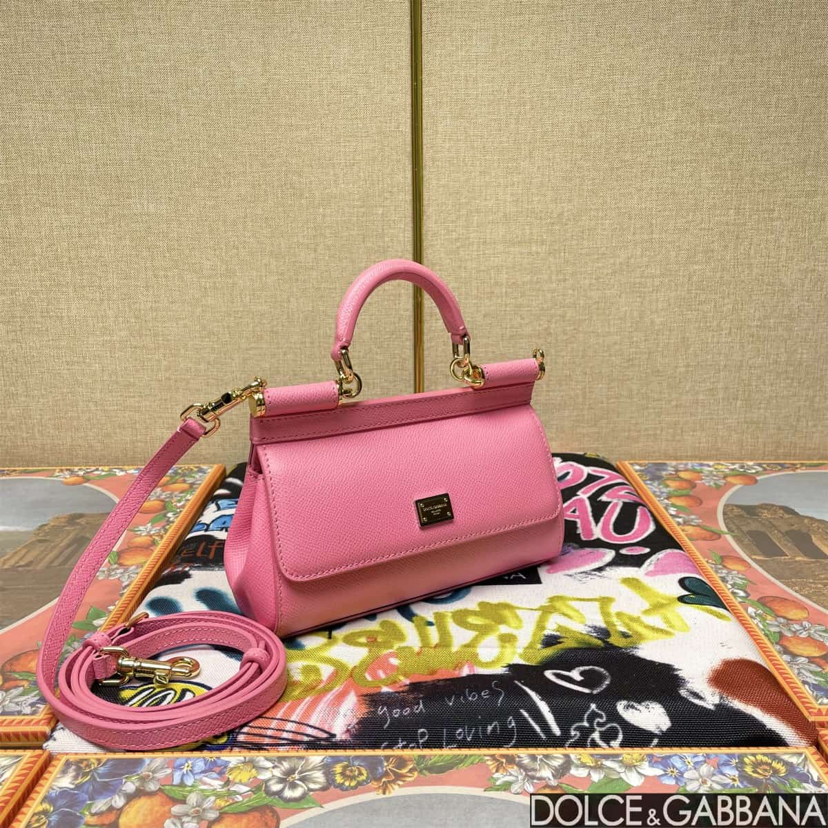 Dolce & Gabbana Miss Sicily top handle bag calfskin leather Pink High